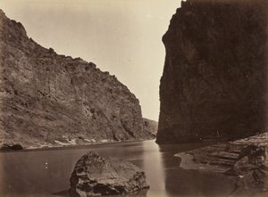 Black Cañon, Colorado River, ser nedenfor, nær Camp 7, 1871 av Timothy OSullivan