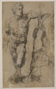 To studier av en skulptur av en mannsfigur av Tintoretto