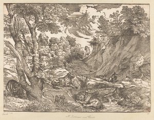 Landskap med Saint Jerome av Titiaan