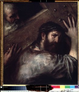 Kristus bærer korset (Le portement de croix) (Kristus bærer korset). Maleri av Titian eller Le Titian (Tiziano Vecellio eller Vecelli, eller Tiziano da Cador av Titian (c.1488 1576)