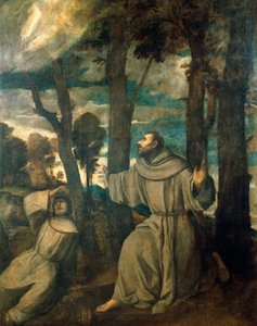 St Francis mottar stigmata av Titian (c.1488 1576)