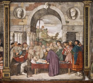 Hjertet til gjerrigen i kisten, den nordlige veggen, den helliges skole, den helliges basilika (den helliges basilika), Padua, Italia av Titian (c.1488 1576)
