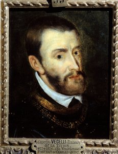 Portrett av keiser Charles V (1500-1558) Maleri av Augustine Quesnel (1595-1661) etter Tiziano Vecellio kjent som Le Titian (1485-1576) 1500-tallet. Chantilly, Musee Conde av Titian (c.1488 1576)