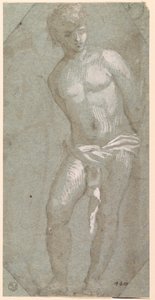 Sankt Sebastian (penn og blekk med vask på papir)