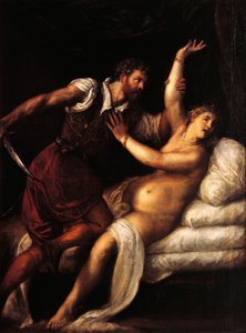 Tarquinius og Lucretia, av Titian (ca 1490-1576), olje på panel, 84x68 cm