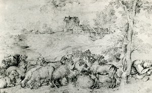 Landskap med saueflokk, c1520, 1937 av Tiziano Vecelli