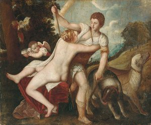 Venus og Adonis av Tiziano Vecelli