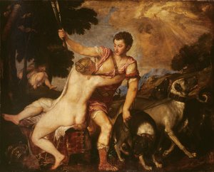 Venus og Adonis, 1555 av Tiziano Vecelli