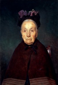Portrett av gammel kvinne av Tito Lessi (1858-1917), olje på panel, 33x22 cm, ca 1897
