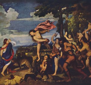 Bacchus og Ariadne, 1520-1523, ca 1950. av Tiziano Vecelli