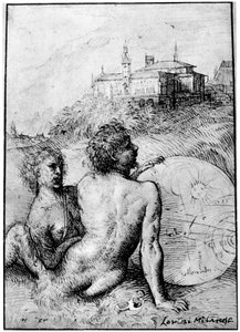 Landskap med satyrer, c1512, 1937 av Tiziano Vecelli
