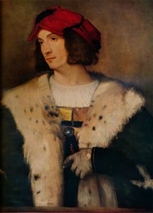 Mann med rød lue, c1510 av Tiziano Vecelli