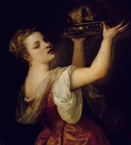 Salome bærer hodet til døperen Johannes, ca. 1549 av Tiziano Vecelli