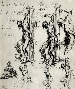 Skisser for St Sebastian i Brescia, c1518, 1937 av Tiziano Vecelli