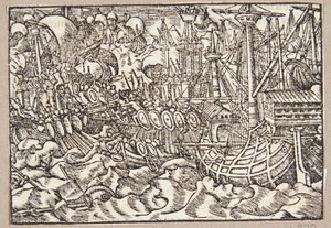 Gaius Duillius er seirende i et sjøslag over karthagerne av Tobias Stimmer