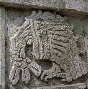 Relieff av en ørn, tempelet til Quetzalcoatl av Toltec Toltec