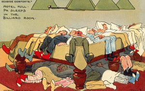Hotel Full, Pa sover i biljardrommet (chromolitho) av Tom Browne