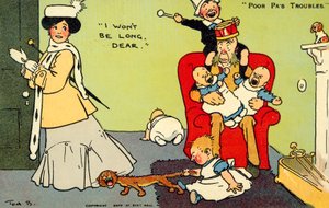 I Won't Be Long Dear (chromolitho) av Tom Browne