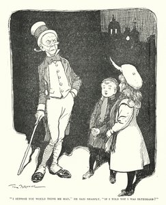 "Jeg antar at du ville synes meg gal," sa han skarpt, "hvis jeg fortalte deg at jeg var blåskjegg?" (litho) av Tom Browne