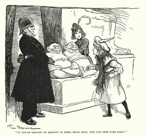 "Hvis du er nervøs på grunn av at de er stygge, hvorfor ikke lukke øynene?" (litho) av Tom Browne