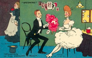 Skjeing i garderoben (chromolitho) av Tom Browne