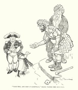 "Ta dette, og hold det forsiktig," advarte Magog henne høytidelig (litho) av Tom Browne