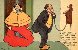 Teater og kveldsmat på Savoy (chromolitho) av Tom Browne
