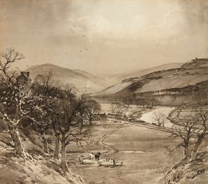 Ettrick-dalen nær Selkirk (grisaille) av Tom Scott