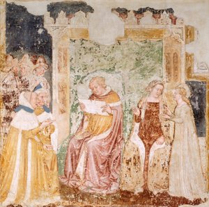 Ambassade til kongen av Bretagne, detalj fra Stories of St Ursula, av Tommaso da Modena (1326-1379), fresco, detalj, Church of Santa Caterina, Treviso av Tomaso da (late 15th century) Modena