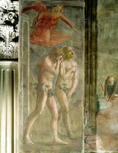 Adam og Eva forvist fra paradiset, ca. 1427 (forhåndsrestaurering) (se også 30029 og 428037) av Tommaso Masaccio