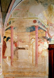 Livet til døperen Johannes: Bebudelsen til St. Sakaria - Fresco av Tommaso Masolino da Panicale