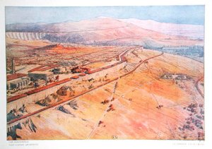 En terrasse med utsikt over en dal, designet av Tony Garnier (1869-1948) fra 