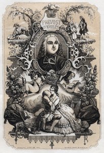 Frontispice of “Histoire de Manon Lescaut et du Chevalier Des Grieux” by Abbe Prevost (Antoine Francois Prevost) (1697-1763) - Edition of 1839 illustrated by Tony Johannot (1803-1852) av Tony Johannot