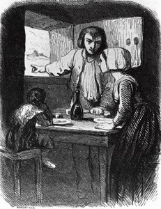 Illustrasjon for La Mare au Diable, roman av George Sand (1804-1876), gravering av Henri Delaville (aktiv fra midten av 1800-tallet) etter tegning av Tony Johannot (1803-1852)
