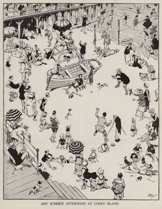 En sommerettermiddag på Coney Island (litho)