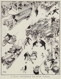 Stille ettermiddag på Fifth Avenue, New York (litho)
