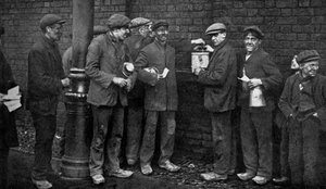 Stemmevalg for kullstreiken, Wheatsheaf Colliery, Pendlebury, januar 1912, c1920