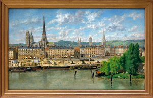 Havnen i Rouen (olje på lerret) av Torello Ancillotti