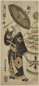 Ichikawa Danjuro IV som Sukeroku i stykket "Choseiden Fudan-zakura" fremført på Nakamura Theatre i den fjerde måneden