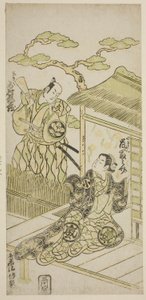 Tea ac og rs Ichimura meso doktor som 4. utkast d Arashi og Minosuke doktor som Koman av Torii Kiyomasu II