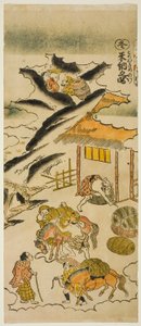 Winter: Storing Rice (Fuyu: kome ossame no zu), nr. 4 fra serien "The Four Seasons of Farmers (Shiki no hyakusho)" av Torii Kiyomasu II