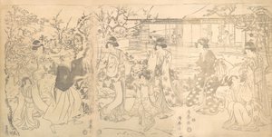 Scene fra Chushingura Vendetta til de 47 lojale forhandlerne, ca. 1820. av Torii Kiyomine
