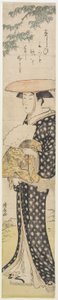 (En kvinne med en hatt som går under et tre), 1782 av Torii Kiyonaga