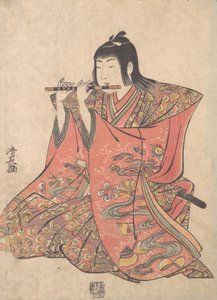 En dukke som representerer en gutt som spiller fløyte, ca. 1780. av Torii Kiyonaga