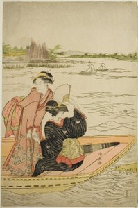 En ferge på Sumida-elven av Torii Kiyonaga