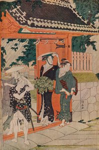 En plutselig dusj ved Mimeguri Inari-helligdommen, 1787 av Torii Kiyonaga