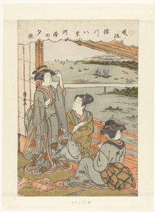 Kveldsregn i Susaki Susaki no sekisho (tittel på objekt) Åtte ansikter med vaner og skikker i Fukagawa (serietittel) Fuzoku Fukagawa hakkei (serietittel på objekt) av Torii Kiyonaga