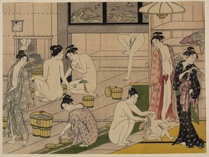 Bathhouse, c.1785 (woodblock print) av Torii Kiyonaga