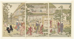 leker blind mann av Torii Kiyonaga