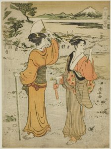 Enoshima, fra serien "Mount Fuji in the Four Seasons (Shiki no Fuji)" av Torii Kiyonaga
